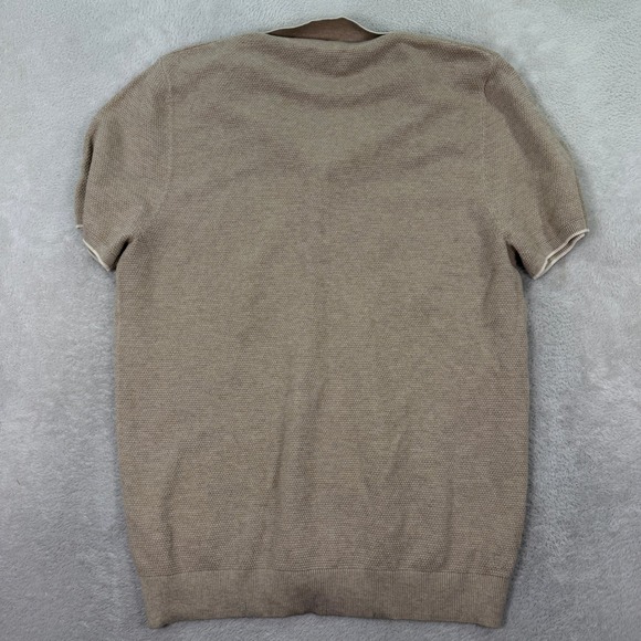 Mack Weldon Mens XXL Tech Linen Polo Cardigan Tan Beige Button Front Knit Shirt - Picture 6 of 7